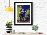 Juggling Hearts valentine print love in the air framed print on wall