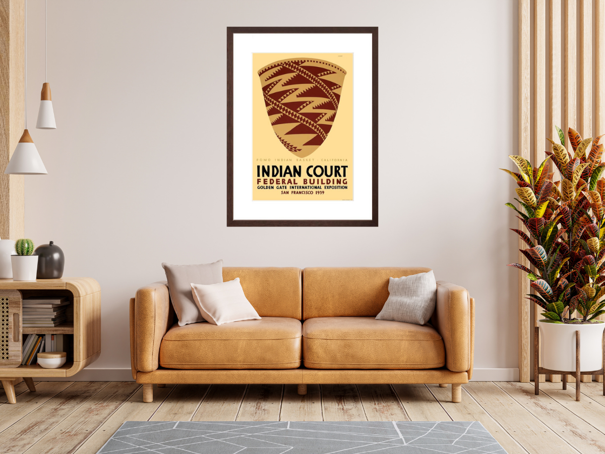 Indian Court: Pomo Indian Basket poster framed in room