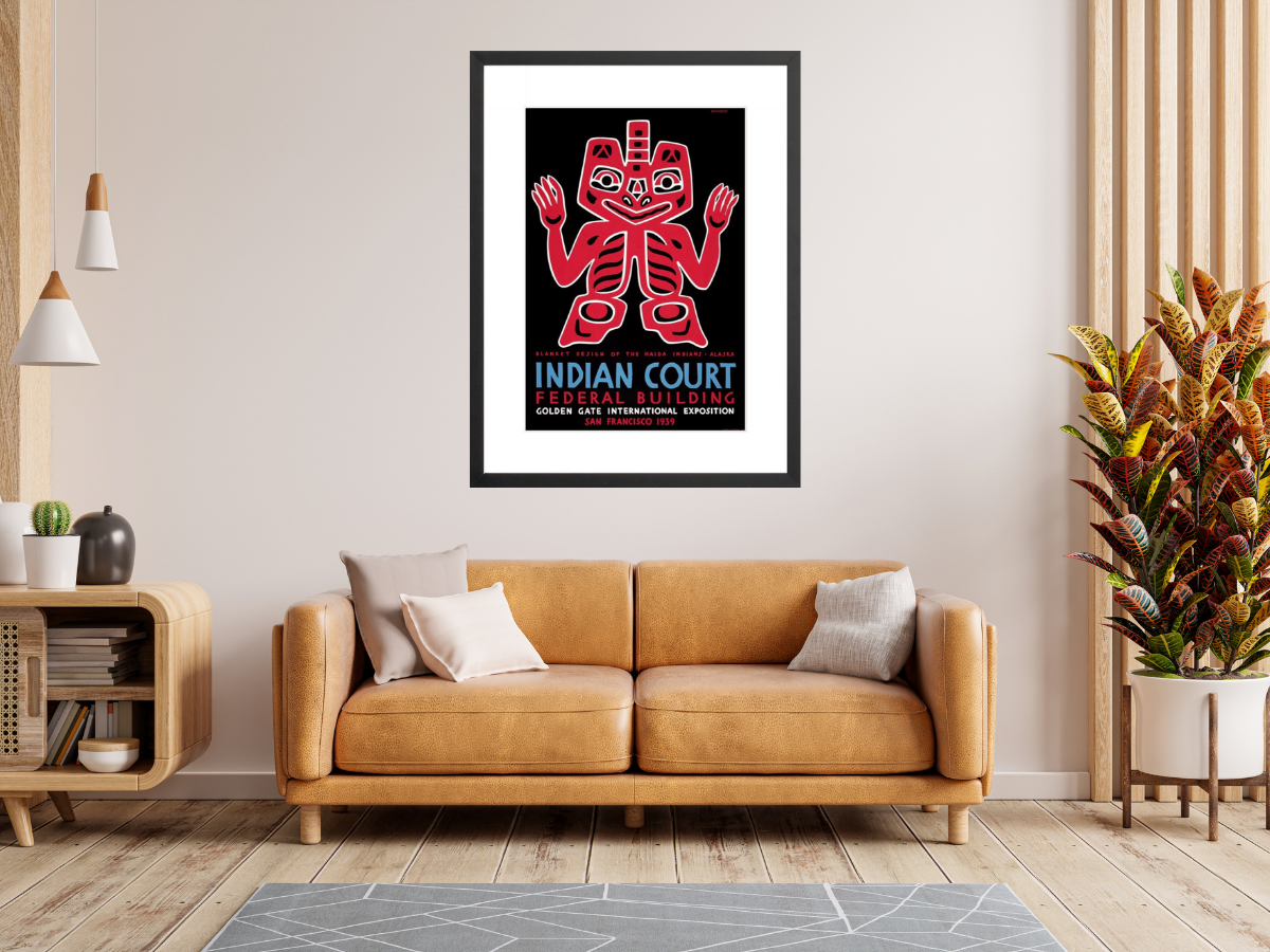 Indian Court: Haida Blanket Design poster framed in room