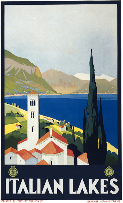 Italian Lakes Vintage Travel Poster
