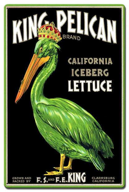 King Pelican Iceberg Lettuce crate label Aluminum