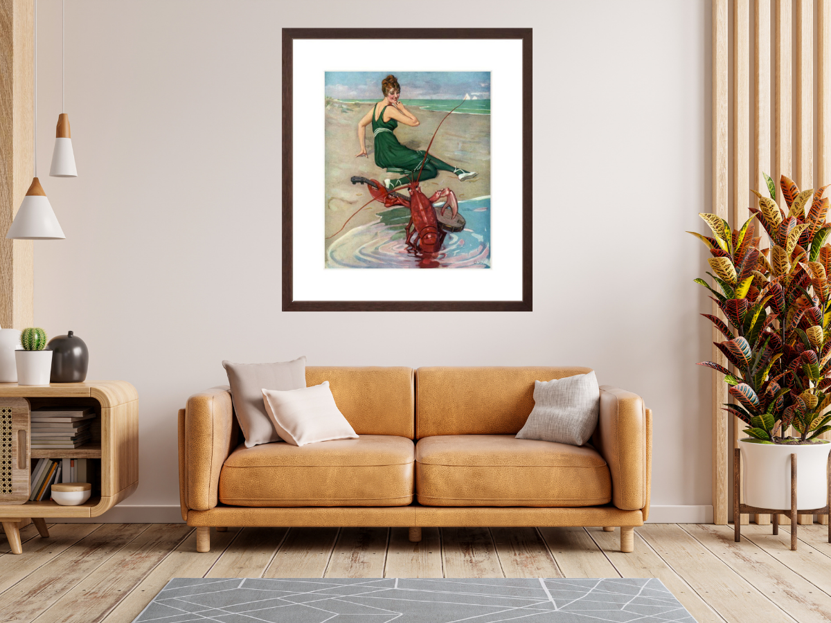 The Lobster Serenade poster framed in room