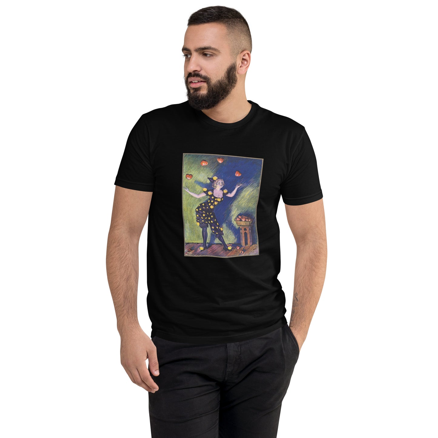 Juggling Hearts valentine print love in the air black men's t-shirt