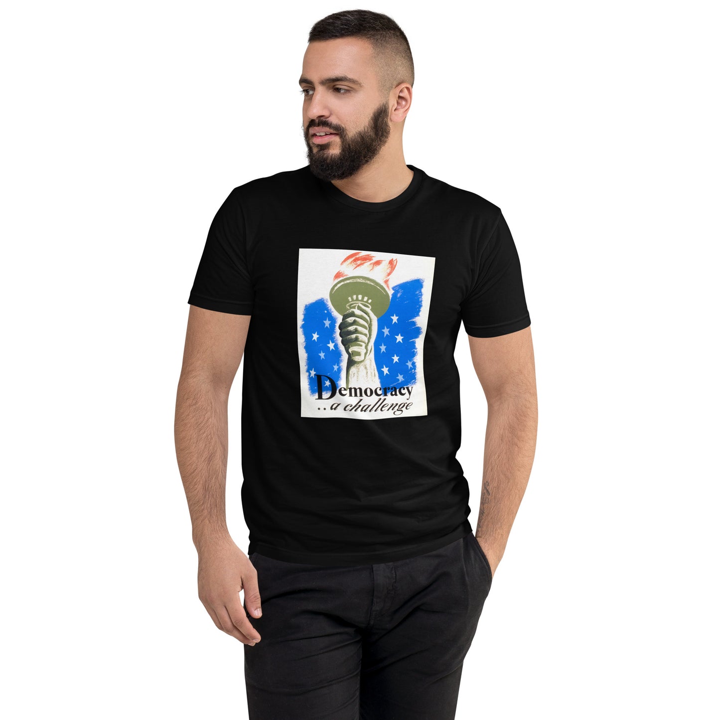 Democracy ... a challenge poster men's black t-shirt