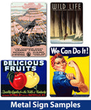 Mexico Vintage Travel Poster woman holding fruit metal sign