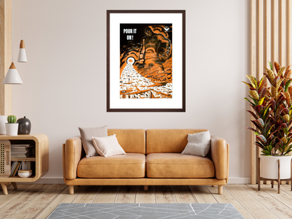 Pour It On! WWII poster framed on wall
