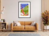 1939 Worlds Fair: Visit Beautiful Sea Cliff Vintage Travel Poster framed on wall