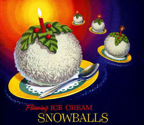 Flaming Ice Cream Snowballs