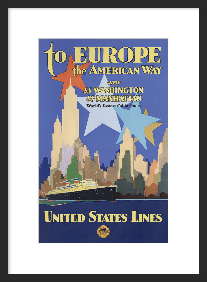 To Europe the American Way framed poster