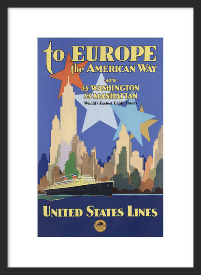 To Europe the American Way framed poster