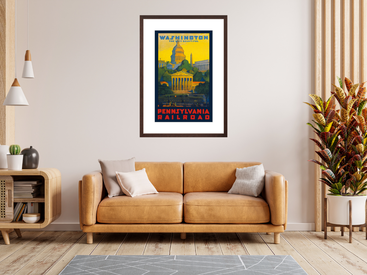 Washington, the City Beautiful Poster framed on wall