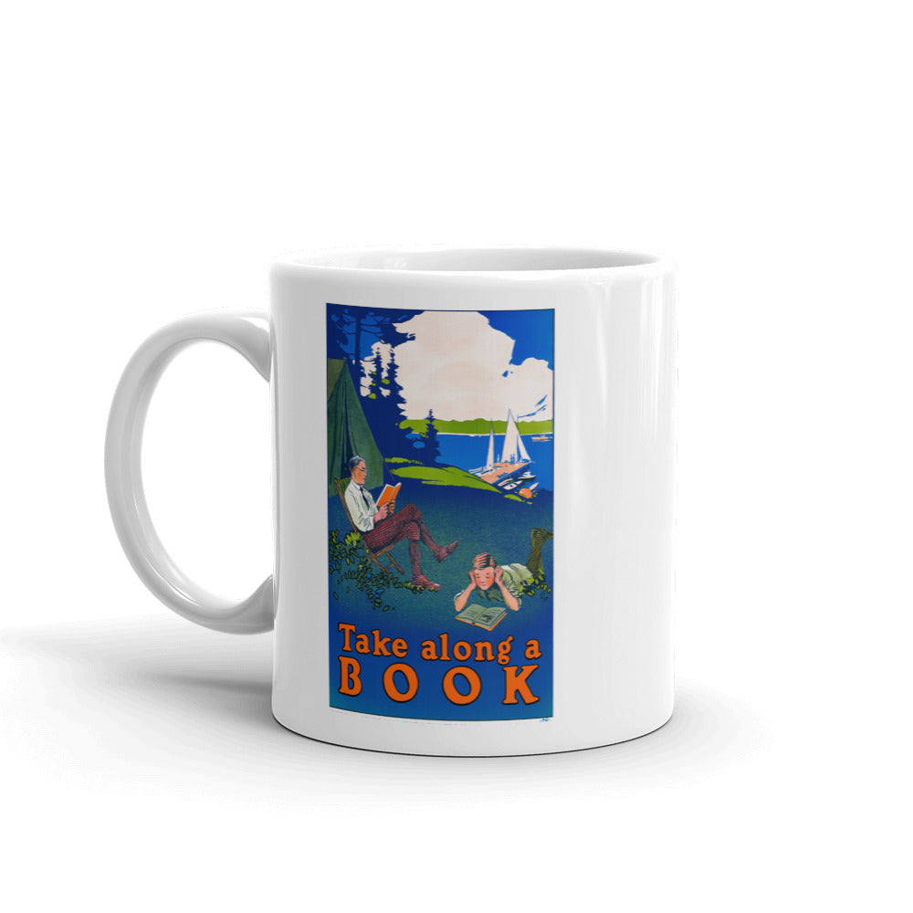 Take Along a Book poster coffee mug