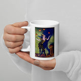 Juggling Hearts valentine print love in the air coffee mug being held in hands