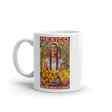 Mexico Vintage Travel Poster woman holding fruit coffee mug