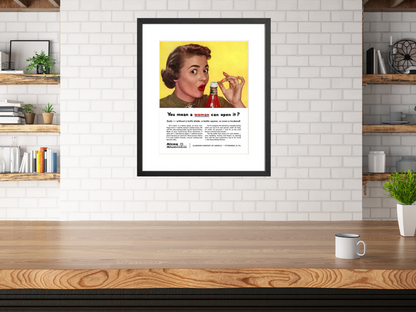 You Mean a Woman Can Open It? (Ad Copy) print framed on wall