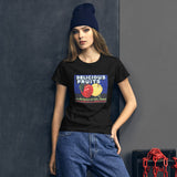 Delicious Fruits Quality Apples Crate Label women's black t-shirt