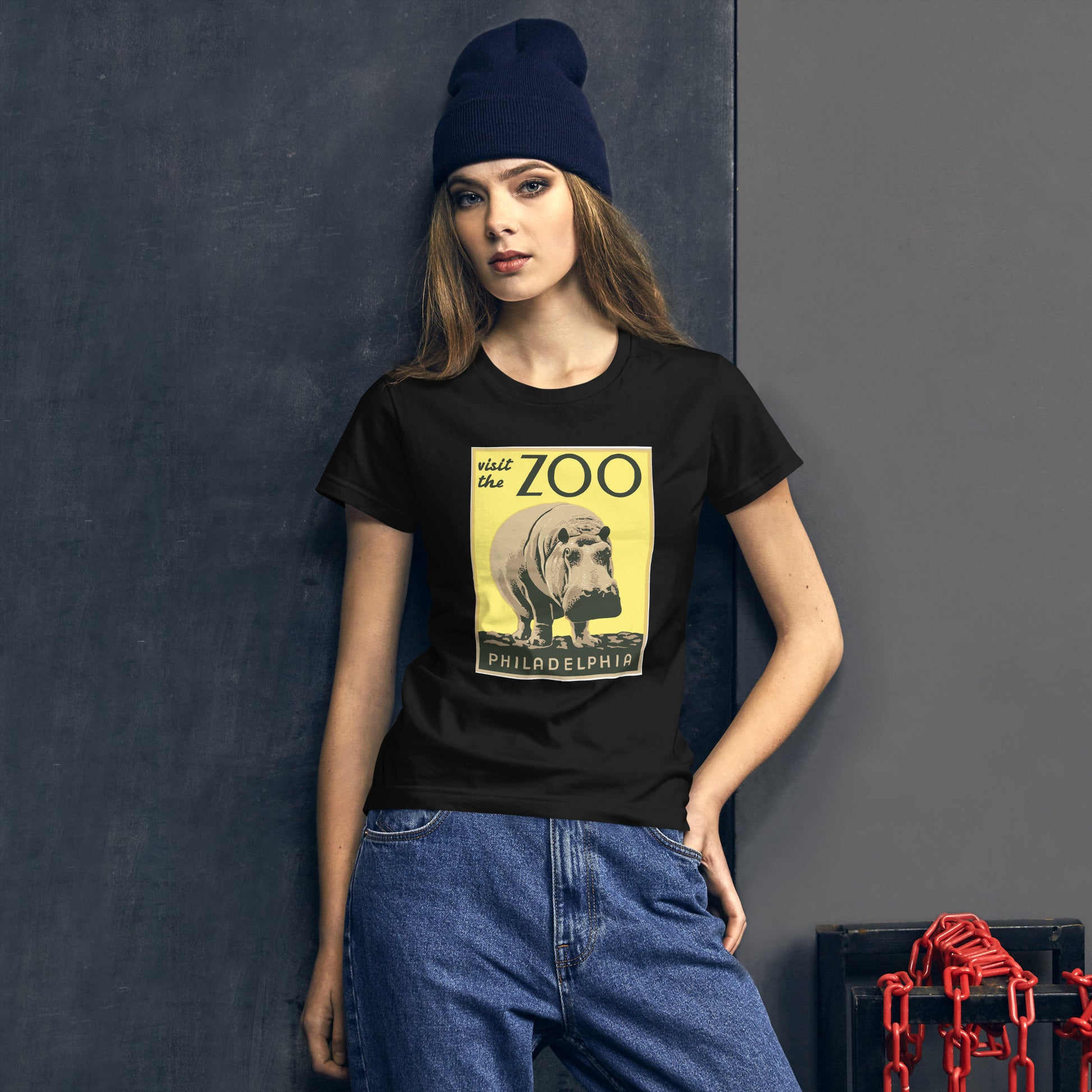 Visit the Zoo: Philadelphia poster women's black t-shirt