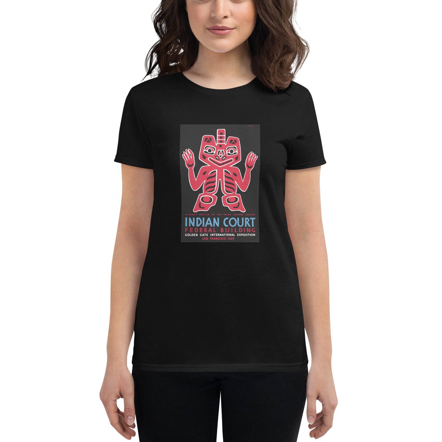 Indian Court: Haida Blanket Design poster women's black t-shirt