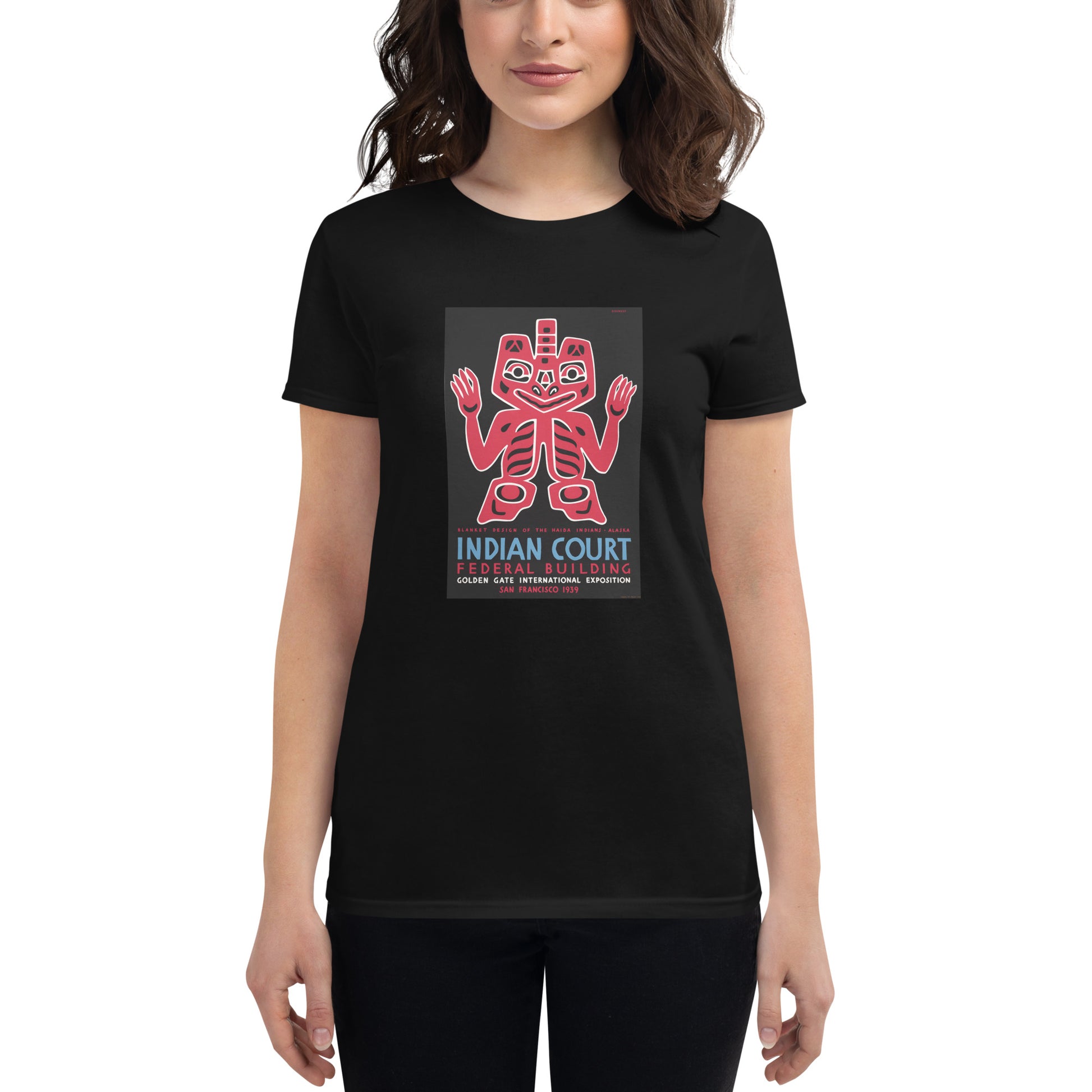 Indian Court: Haida Blanket Design poster women's black t-shirt