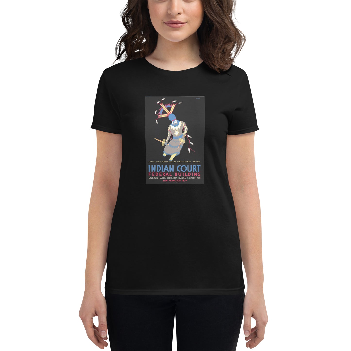 Indian Court: Apache Devil Dancer poster women's black t-shirt