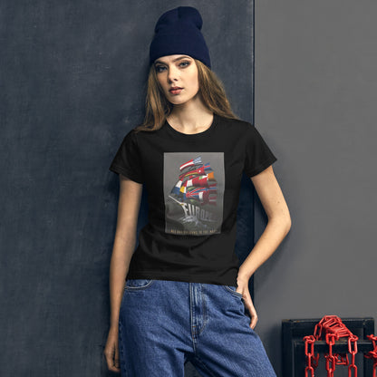 Europe: All Our Colours to the Mast poster women's black t-shirt
