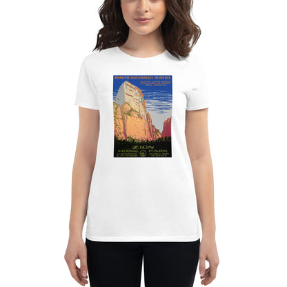 Zion National Park WPA Poster women's t-shirt white