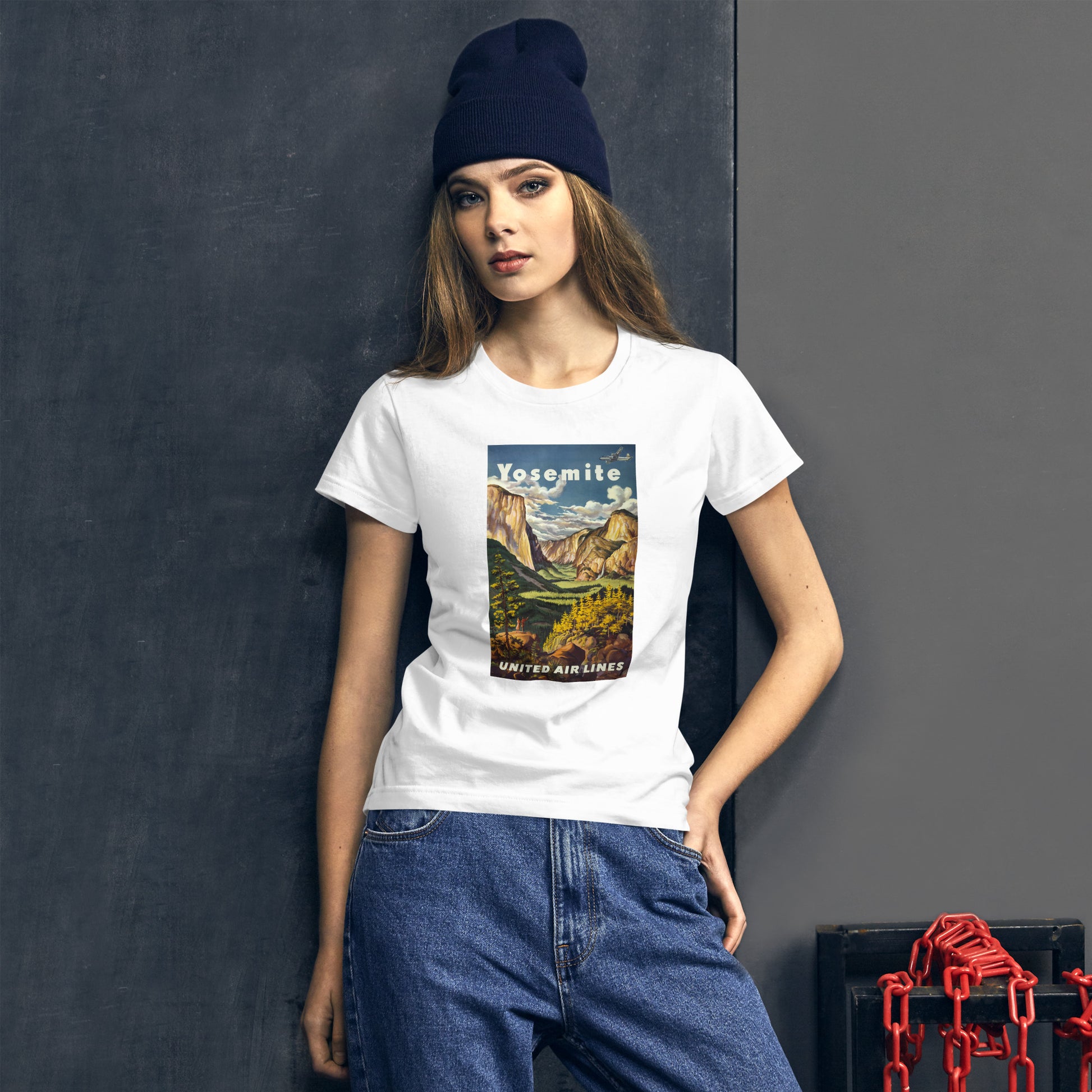 Yosemite United Airlines Poster women's white t-shirt