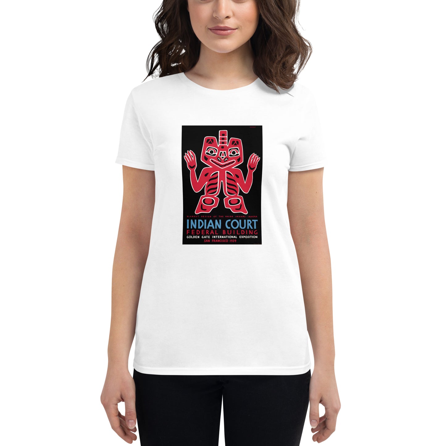 Indian Court: Haida Blanket Design poster women's white t-shirt