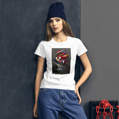 Europe: All Our Colours to the Mast poster women's white t-shirt
