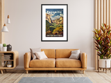 Yosemite United Airlines Poster framed on wall